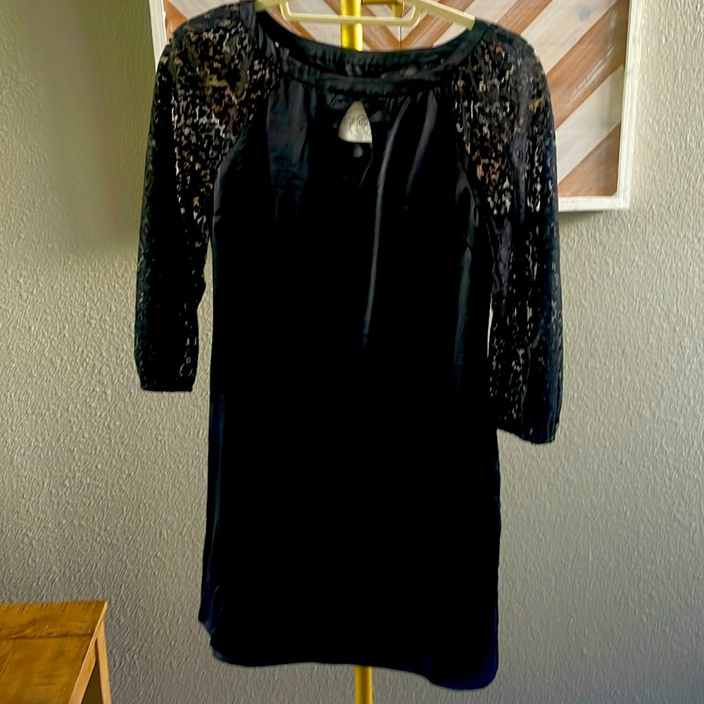 Alice & trixie black silk & lace black dress size small